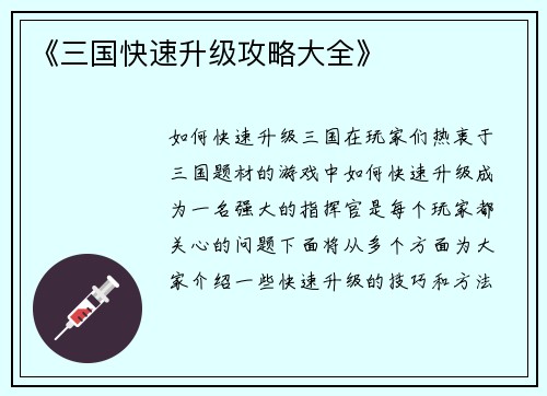 《三国快速升级攻略大全》